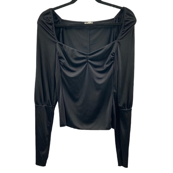 Free People Intimately Free Long‎ Sleeve Top Size Medium Black - Picture 1 of 10